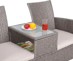 Casaria Tuinbank Polyrattan - 2-Zits Incl.Tafel - Weerbestendig Beige -Tuinmeubelseries Winkel 1200x1004 5
