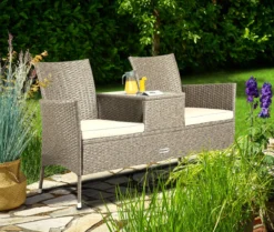 Casaria Tuinbank Polyrattan - 2-Zits Incl.Tafel - Weerbestendig Beige -Tuinmeubelseries Winkel 1200x1014 3