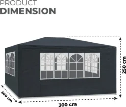 MaxxGarden Partytent - Feesttent Paviljoen - 3x3m - Antraciet -Tuinmeubelseries Winkel 1200x1021