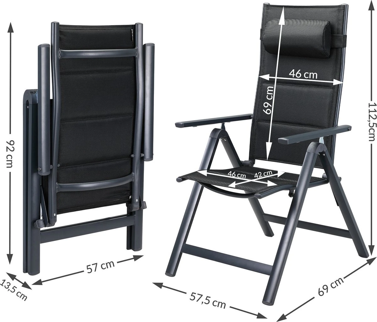 Casaria Tuinstoel Aluminium - 2 stuks Inklapbaar - Antraciet Casaria Tuinstoel Aluminium - 2 Stuks Inklapbaar - Antraciet -Tuinmeubelseries Winkel