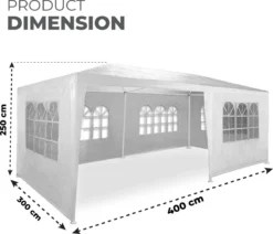 MaxxGarden Partytent - Paviljoen - 300 X 600 X 250 Cm - Met Zijwanden - Waterdicht Pro - 32mm Buizen – Wit -Tuinmeubelseries Winkel 1200x1030