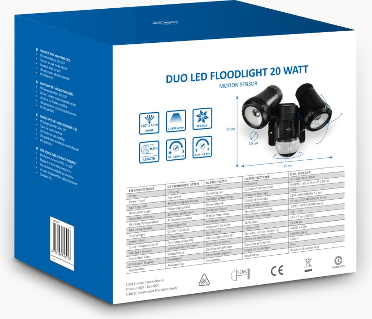 ELRO LF80 2-Kops LED Buitenlamp met Bewegingsmelder - 2x10W – 1400lm – IP54 Waterdicht - Zwart ELRO LF80 2-Kops LED Buitenlamp Met Bewegingsmelder - 2x10W – 1400lm – IP54 Waterdicht - Zwart -Tuinmeubelseries Winkel 1200x1031 1