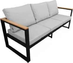 Loungeset 5 Plaatsen Van Aluminium En Eucalyptus – NAZCA – Antraciet Structuur, Lichtgrijs Kussens -Tuinmeubelseries Winkel 1200x1035 1