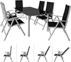 Casaria Alumunium Tuinset Bern - 6 Stoelen + 1 Tafel – Zilver -Tuinmeubelseries Winkel 1200x1039 1
