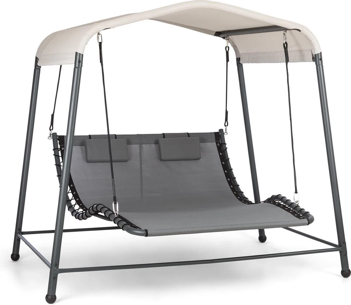 Blumfeldt Palermo schommelbank - Hollywoodschommel 130 x 207 cm - Ligbed met dak - Schommelstoel voor 2 personen - Tuinbank inclusief nekkussens - Stalen frame en polyester dak - Grijs Blumfeldt Palermo Schommelbank - Hollywoodschommel 130 X 207 Cm - Ligbed Met Dak - Schommelstoel Voor 2 Personen - Tuinbank Inclusief Nekkussens - Stalen Frame En Polyester Dak - Grijs -Tuinmeubelseries Winkel