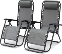 Alice's Garden Campingstoel PATRICK - Set Van 2 - Opvouwbaar - Verstelbaar - Grijs