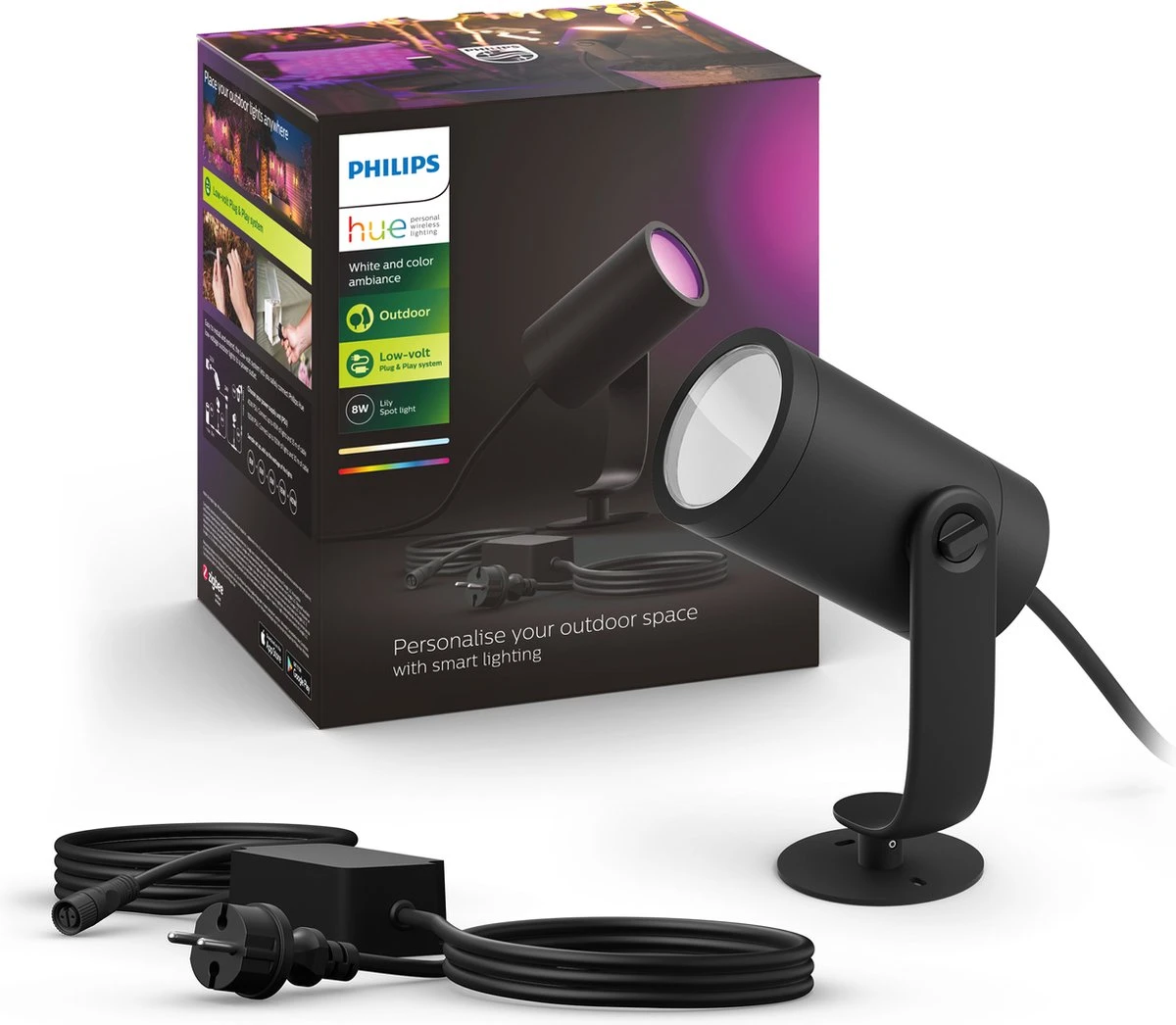 Philips Hue Lily tuinspot - wit en gekleurd licht - 1-spot - zwart - laagspanning - basis Philips Hue Lily Tuinspot - Wit En Gekleurd Licht - 1-spot - Zwart - Laagspanning - Basis -Tuinmeubelseries Winkel 1200x1046 5