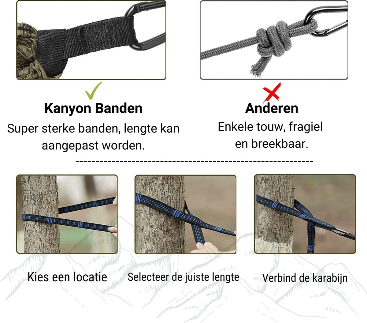 Kanyon Hangmat - incl. Karabijnhaken en Riemen - licht parachutestof - 260 x 140 cm - tot 200kg - Groen/Khaki Kanyon Hangmat - Incl. Karabijnhaken En Riemen - Licht Parachutestof - 260 X 140 Cm - Tot 200kg - Groen/Khaki -Tuinmeubelseries Winkel 1200x1055 3