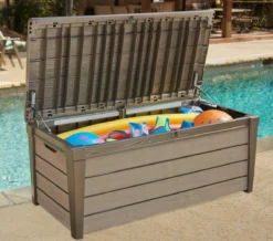 Keter Brushwood Opbergbox - Kussenbox - 455L - 145x69,7x60,3cm - Taupe -Tuinmeubelseries Winkel 1200x1057 1