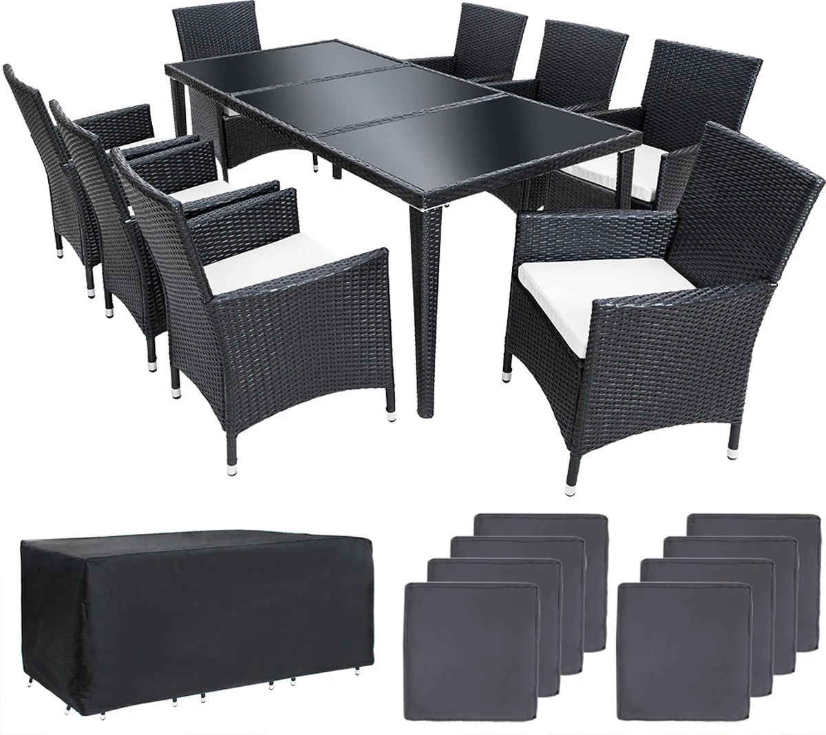 Tectake - Tuinmeubelset - 8 persoons - Zwart Tectake - Tuinmeubelset - 8 Persoons - Zwart -Tuinmeubelseries Winkel 1200x1068 2