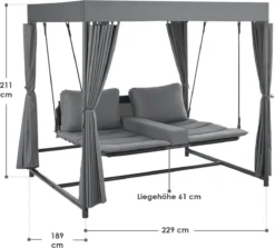 Schommelbank / Ligbank Kassandra - Donkergrijs -Tuinmeubelseries Winkel 1200x1081 1
