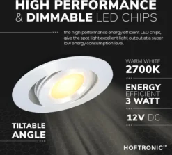 HOFTRONIC Sienna - Veranda Inbouwspots 6x3W - 12 Volt - Complete Veranda Set - 2700K Zeer Warm Wit - IP44 Waterdicht - Dimbare Inbouwspots Met Afstandsbediening - Kantelbaar - 5mm Diameter - 30mm Inbouwdiepte Voor Badkamer En Tuin -Tuinmeubelseries Winkel 1200x1084 5