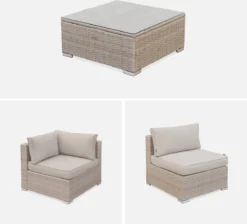 Alice's Garden Loungeset Napoli - 5 Plaatsen - Wicker - 6 Elementen - Beige/Beige -Tuinmeubelseries Winkel 1200x1088