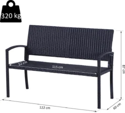 Outsunny Polyrotan Tuinbank 2-zits Parkbank Bank Staal Zwart 867-022 10 Outsunny Polyrotan Tuinbank 2-zits Parkbank Bank Staal Zwart 867-022 -Tuinmeubelseries Winkel 1200x1093