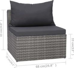 VidaXL 3-delige Loungeset Met Kussens Poly Rattan Grijs -Tuinmeubelseries Winkel 1200x1095