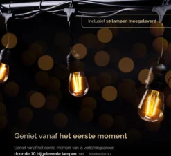 QHouse® Basic Black Lichtsnoer – Lichtslinger - Tuinverlichting - Tuinverlichting LED Buiten - Prikkabel – 10 Meter - E-27 Fitting - Zwart -Tuinmeubelseries Winkel 1200x1099 3