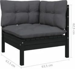 VidaXL 3-delige Loungeset Met Kussens Massief Grenenhout Zwart -Tuinmeubelseries Winkel 1200x1103