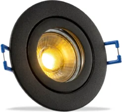 IP44 LED Inbouwspot Sadie - Badkamer Of Buiten - Ronde Spot - Zwart - Extra Warm Wit - 2700K - 4 Watt - Philips