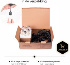 QHouse® Basic Black Lichtsnoer – Lichtslinger - Tuinverlichting - Tuinverlichting LED Buiten - Prikkabel – 10 Meter - E-27 Fitting - Zwart -Tuinmeubelseries Winkel 1200x1106 2