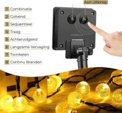 Homèlle Solar Lichtsnoer - 50 LED - 5 + 2 Meter - Warm-wit - ø2cm - Tuinverlichting Op Zonne-energie - Kerstverlichting - Buitenverlichting - Lichtslinger - Lampjes Slinger - Cristal -Tuinmeubelseries Winkel 1200x1109 3