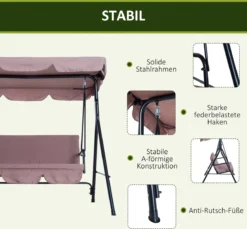 Outsunny Hollywoodschommel 3-zits Tuinschommel Schommelbank Met Dak 3 Kleuren 84A-054 6 Outsunny Hollywoodschommel 3-zits Tuinschommel Schommelbank Met Dak 3 Kleuren 84A-054 -Tuinmeubelseries Winkel 1200x1113