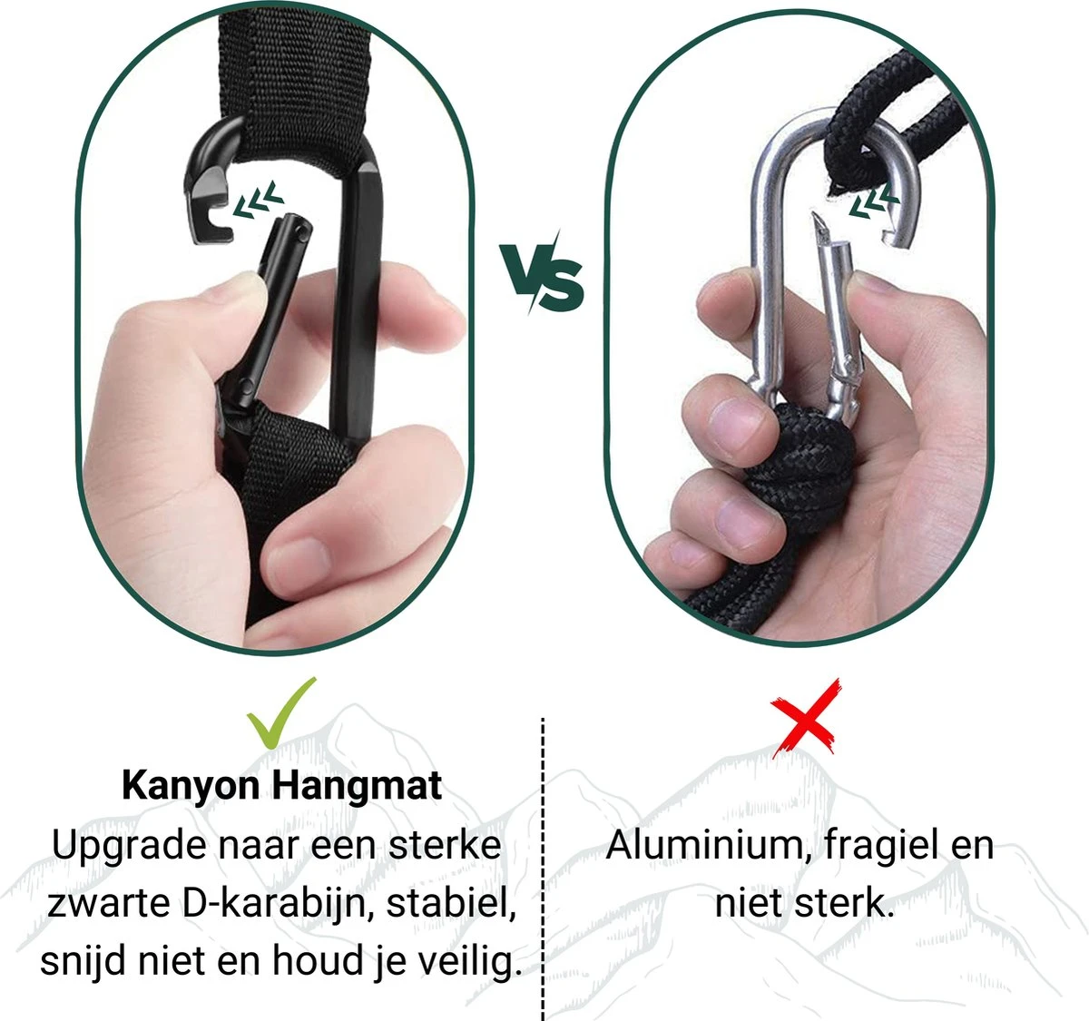 Kanyon Hangmat - incl. Karabijnhaken en Riemen - licht parachutestof - 260 x 140 cm - tot 200kg - Groen/Khaki Kanyon Hangmat - Incl. Karabijnhaken En Riemen - Licht Parachutestof - 260 X 140 Cm - Tot 200kg - Groen/Khaki -Tuinmeubelseries Winkel