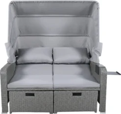 Polyrattan Patio Rieten Meubels Set Voor 2 Personen-Outdoor Rattan Sofa Set Met Intrekbare Luifel-lounge Bank-PE Rotan Loveseat Voor Achtertuin Veranda Tuin Zwembad Balkon-grijs -Tuinmeubelseries Winkel 1200x1128