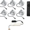 HOFTRONIC Sienna - Veranda Inbouwspots 6x3W - 12 Volt - Complete Veranda Set - 2700K Zeer Warm Wit - IP44 Waterdicht - Dimbare Inbouwspots Met Afstandsbediening - Kantelbaar - 5mm Diameter - 30mm Inbouwdiepte Voor Badkamer En Tuin