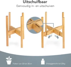 LifeGoods Planten Standaard - Uitschuifbare Bloempothouder - 20 Tot 30 Cm - Licht Bamboe -Tuinmeubelseries Winkel 1200x1130 7