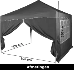 Easy Up Partytent - Partytent - Paviljoen - Partytent Opvouwbaar - Partytent 3x3 - Partytent Met Zijwanden - Inclusief Trolley - Waterdicht - UV 50+ Bescherming - Met Ramen - 16 Kg - Staal - Antraciet - 300 X 300 Cm -Tuinmeubelseries Winkel 1200x1142 3