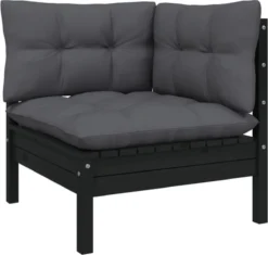 VidaXL 3-delige Loungeset Met Kussens Massief Grenenhout Zwart -Tuinmeubelseries Winkel 1200x1143
