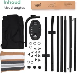 Vita5 Hangmat Met Standaard – 2 Persoons – Incl. Bekerhouder – 205kg Draaggewicht – Blauw/Wit/Bruin -Tuinmeubelseries Winkel 1200x1143 7