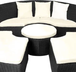 Casaria Polyrattan Zonne-Eiland Ø185cm – Incl. Kussens - Zwart Crème -Tuinmeubelseries Winkel 1200x1144 1