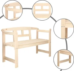 Merkloos Springos Tuinbank | Tuinbankje | Zitbank Buiten | Naaldhout | 119 X 78 X 45 Cm | Licht -Tuinmeubelseries Winkel 1200x1152