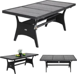 Casaria Polyrattan Tuintafel - WPC Tafelblad 190x90x74 Cm – Zwart 3 Casaria Polyrattan Tuintafel - WPC Tafelblad 190x90x74 Cm – Zwart -Tuinmeubelseries Winkel 1200x1154 1