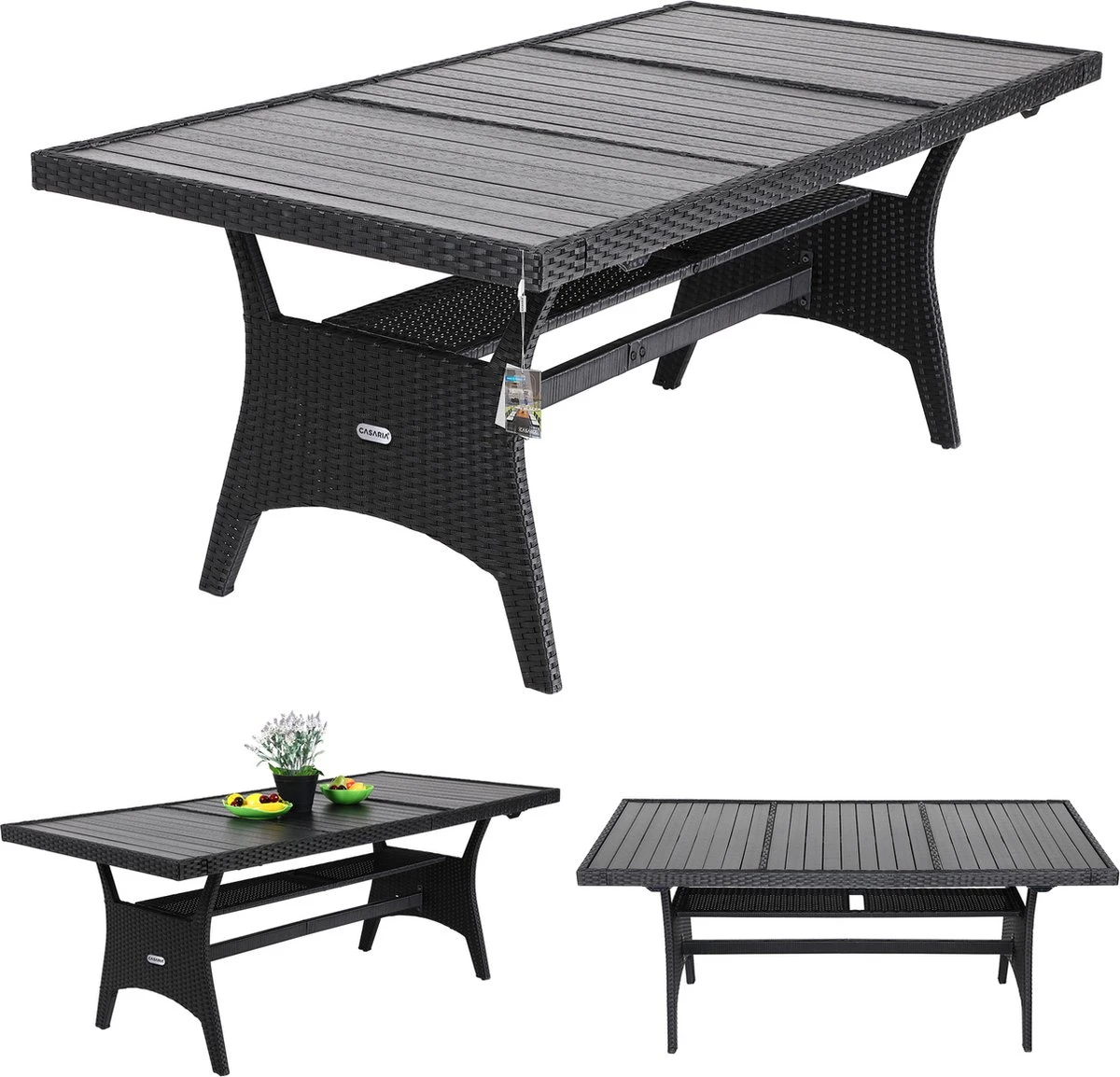 Casaria Polyrattan Tuintafel - WPC Tafelblad 190x90x74 cm – Zwart Casaria Polyrattan Tuintafel - WPC Tafelblad 190x90x74 Cm – Zwart -Tuinmeubelseries Winkel 1200x1154 1