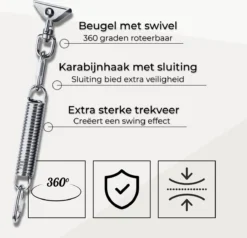 LFSY - Ophangsysteem - Universele Plafondhaak - Hangstoelen Binnen & Buiten - Ophanghaak – Bokszakken - Verandastoel - Zware Veer - RVS – 450kg – M8 -Tuinmeubelseries Winkel 1200x1156 2