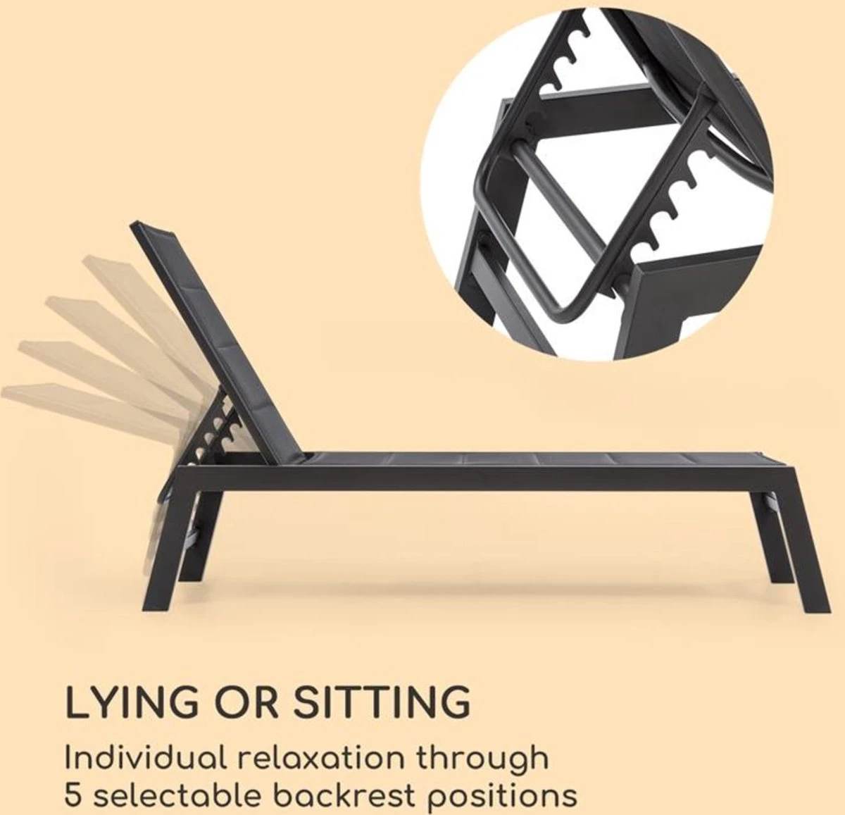 Blumfeldt Renazzo lounge ligstoel - Ligbed voor de tuin - Aluminium tuinstoel - 6 standen - Waterafstotend - Bekleding van 70 % pvc en 30 % polyetheen - Zwart Blumfeldt Renazzo Lounge Ligstoel - Ligbed Voor De Tuin - Aluminium Tuinstoel - 6 Standen - Waterafstotend - Bekleding Van 70 % Pvc En 30 % Polyetheen - Zwart -Tuinmeubelseries Winkel 1200x1157 1