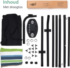 Vita5 Hangmat Met Standaard – 2 Persoons – Incl. Bekerhouder – 205kg Draaggewicht – Groen/Blauw -Tuinmeubelseries Winkel 1200x1158 5