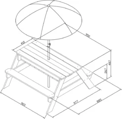 AXI Nick Zand & Water Picknicktafel In Antraciet/Bruin - Parasol Blauw/Wit - Picknick Tafel Voor Kinderen Van Hout -Tuinmeubelseries Winkel 1200x1159 1