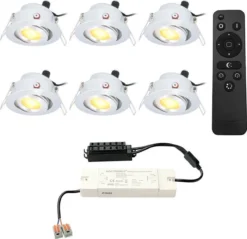 HOFTRONIC Sienna - Veranda Inbouwspots 6x3W - 12 Volt - Complete Veranda Set - 2700K Zeer Warm Wit - IP44 Waterdicht - Dimbare Inbouwspots Met Afstandsbediening - Kantelbaar - 5mm Diameter - 30mm Inbouwdiepte Voor Badkamer En Tuin -Tuinmeubelseries Winkel 1200x1162 9