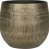 Plantenpot/bloempot In Een Strakke Modern Design Look Metal Goud Dia 22 Cm En Hoogte 20 Cm