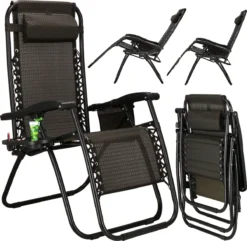 Springos Tuinstoel | Ligstoel | Opvouwbaar | Verstelbaar | Ergonomische Hoofdsteun | Bruin / Zwart -Tuinmeubelseries Winkel 1200x1171 3