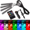 Premium RGB Led Strips Voor In De Auto - Incl. Afstandsbediening - 4 Led Strips - Sigaretten Aansteker