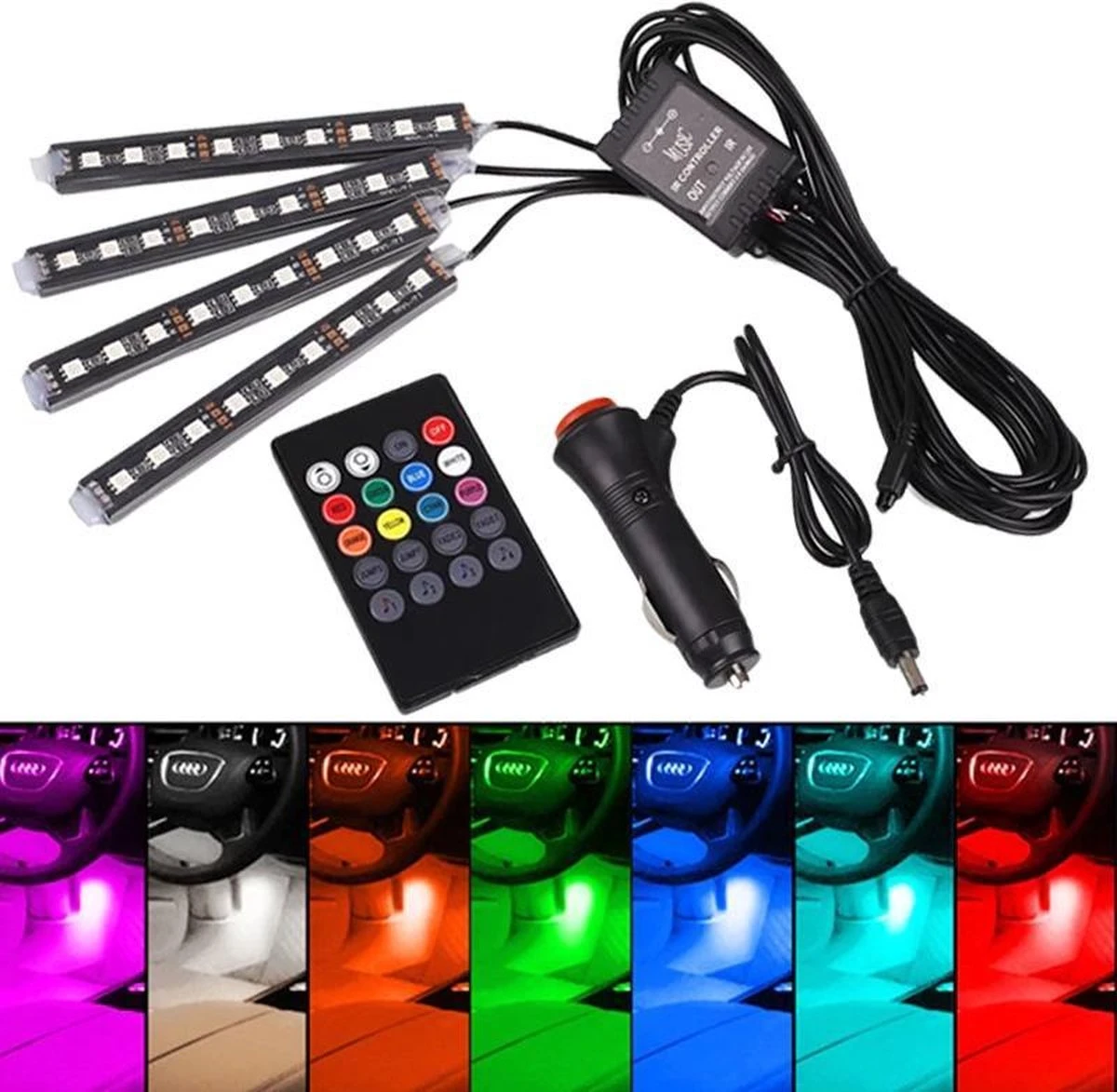 Premium RGB led strips voor in de auto - Incl. afstandsbediening - 4 led strips - Sigaretten aansteker Premium RGB Led Strips Voor In De Auto - Incl. Afstandsbediening - 4 Led Strips - Sigaretten Aansteker -Tuinmeubelseries Winkel 1200x1173 8