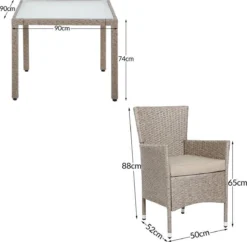 Casaria Polyrattan Tuinset - 4 Stoelen & Tafel 90x90 Cm - Beige Grijs -Tuinmeubelseries Winkel 1200x1175 3