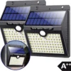 Merkloos Solar Buitenlamp Met Bewegingssensor - Wit Licht - Tuinverlichting Op Zonne-energie - IP65 Waterdicht - 2 Stuks - 97 LEDs - 2700K - Zwart