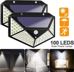 Merkloos Warm Wit Lichtkleur Solar Lamp - 2021 Model - 100 LED Tuinverlichting - Verlichting Op Zonne-energie - IP65 Waterdicht - Buitenverlichting - Buitenlamp Op Solar Verlichting - Bewegingssensor & Nachtsensor - Tuinlamp Op Zonne-energie |