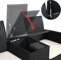 Casaria Tuinbank Polyrattan – 2 Zitter Incl. Tafel & Kussens – Zwart -Tuinmeubelseries Winkel 1200x1179 2