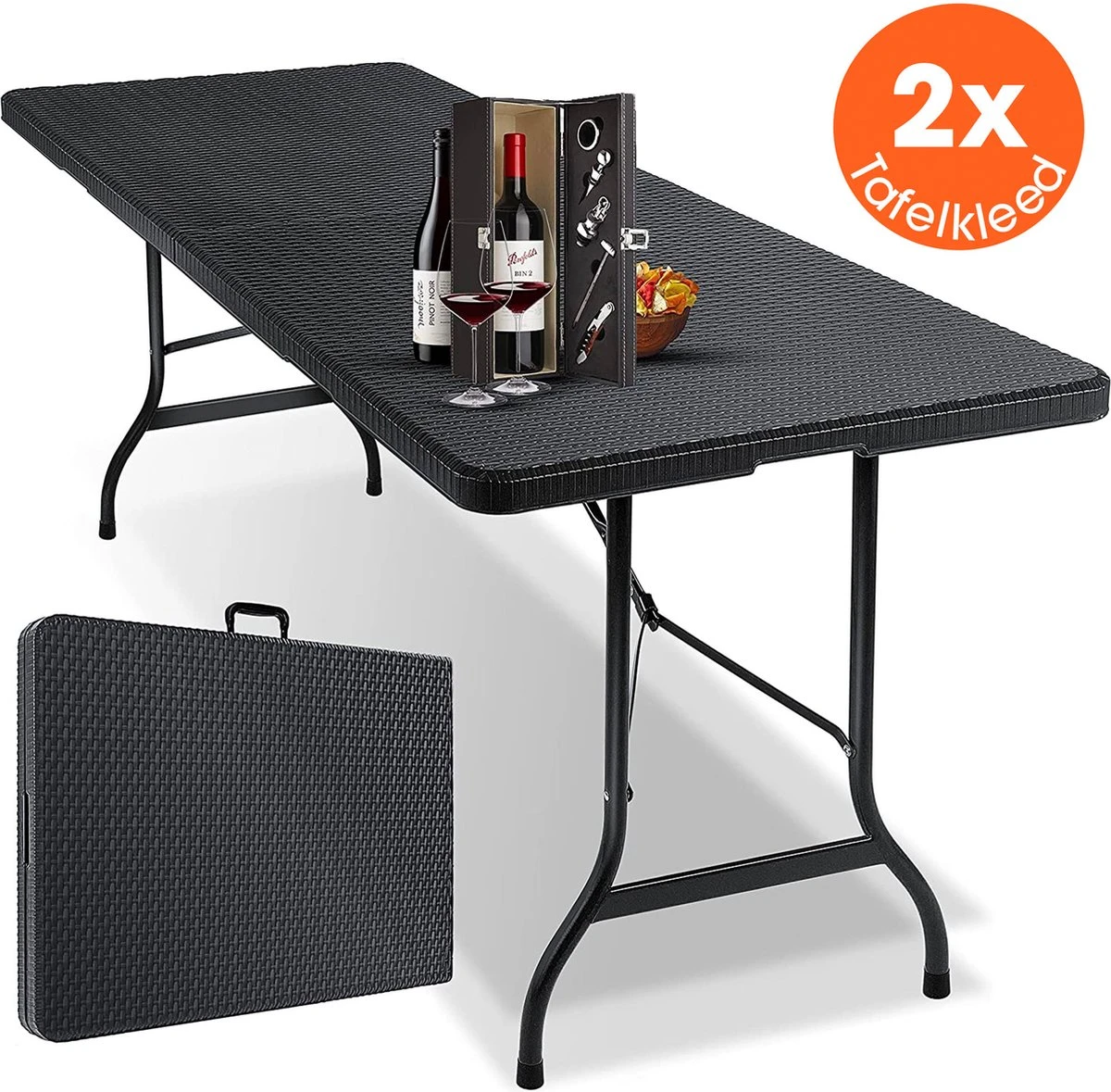 Lenx Klaptafel - Inklapbare tafel - Opvouwbare Tuintafel - Vouwtafel - Inclusief handvat en 2 tafelkleden - 180x75x74cm - 6 tot 8 Personen Lenx Klaptafel - Inklapbare Tafel - Opvouwbare Tuintafel - Vouwtafel - Inclusief Handvat En 2 Tafelkleden - 180x75x74cm - 6 Tot 8 Personen -Tuinmeubelseries Winkel